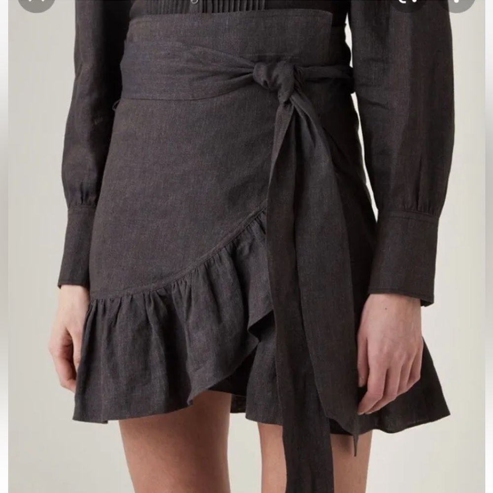 NWT Isabel Marant Tempster Ruffled Linen Mini Wrap Skirt